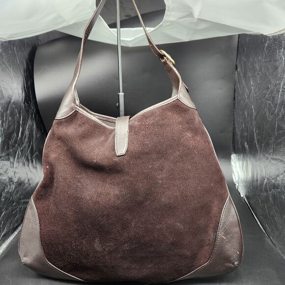 Vintage Gucci Jackie O. Bouvier Tom Ford Guccissima Bown Suede Leather Authentic - Picture 3 of 15